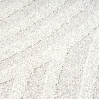 Abani Nomad Cream Tone-on-Tone Area Rug 4' x 6' for Living Room, Bedroom - Linear Curves Pattern - Durable & Easy to Clean