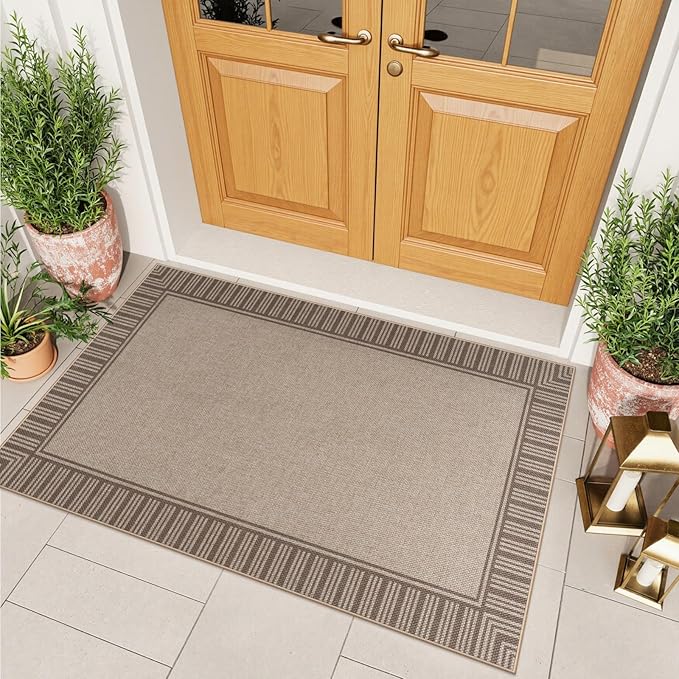 OJIA Easy Jute Entryway Rug 3x5 Washable Rugs for Kitchen, Farmhouse Outdoor Patio Rug Living Room Carpet, Modern Non-Slip Front Door Mat Indoor Entrance Entry Rug for Porch Office Decor