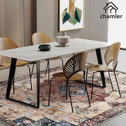 10'x14' Washable Area Rug Boho Chic Medallion Distressed Design Non-Shedding Easy Care Ideal for High Traffic Areas in Rugs for Living Room Bedroom Office Coffee Table Large Carpet