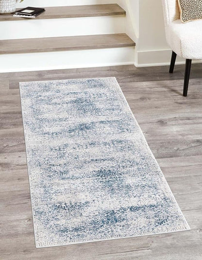 Unique Loom Finsbury Collection Area Rug - Sarah (2' 7" x 12' 2" Runner, Blue/ Ivory)