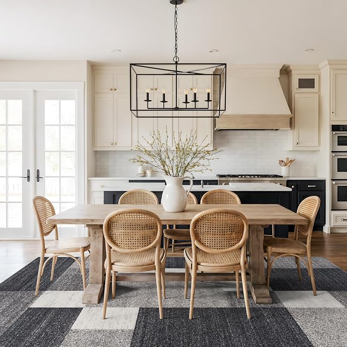 Rugshop Modern Boxes Design Non-Slip (Non-Skid) Area Rug 8 x 10 (7' 10" x 10') Gray
