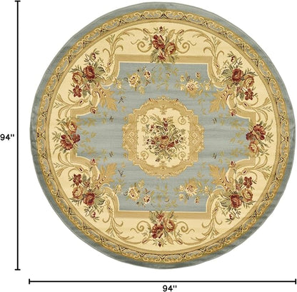 Rugs.com Chateau Collection Rug – 8 Ft Round Light Blue Medium Rug Perfect for Kitchens, Dining Rooms