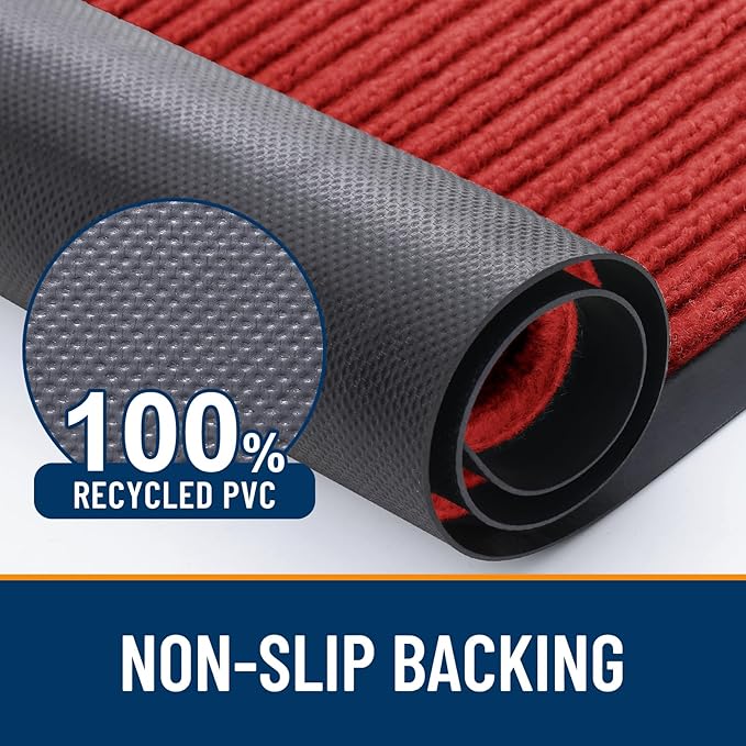 OLANLY Front Door Mat Indoor Outdoor Entrance, Waterproof Heavy Duty Doormat, Fade Resistant, Low Profile, Easy Clean Patio Porch Welcome Floor Mats for Entry, 71x34, Red