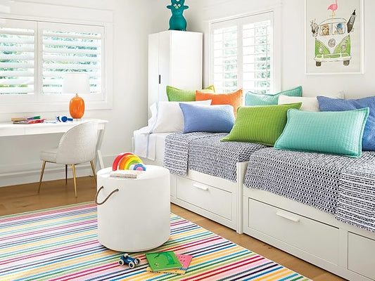 Dash & Albert Rainbow Stripe Multi Machine Washable Rug, 7.5 X 9.5 Feet, Multicolored Stripe Pattern