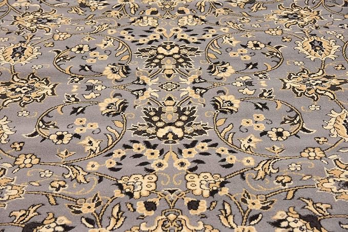 Unique Loom Sialk Hill Collection Area Rug - Washington (7' 10" Square Gray/Black)
