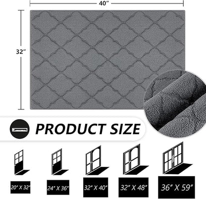 Timo Indoor Doormat, Front Door Mat 32"x40" Absorbent Rubber Backing Non Slip Door Mats, Machine Washable Resist Dirt Low Profile Rugs for Entryway, Front Door Rugs Indoor for Muddy Wet Shoes, Grey