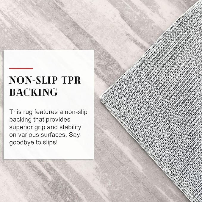 Modern Abstract Runner Rug 2x6, Neutral Light Beige and Grey Washable Kitchen Runner Non-Slip Soft Hallway Rug Runner Thin Print Faux Wool Carpet for Entryway Bedroom Laundry Room Indoor
