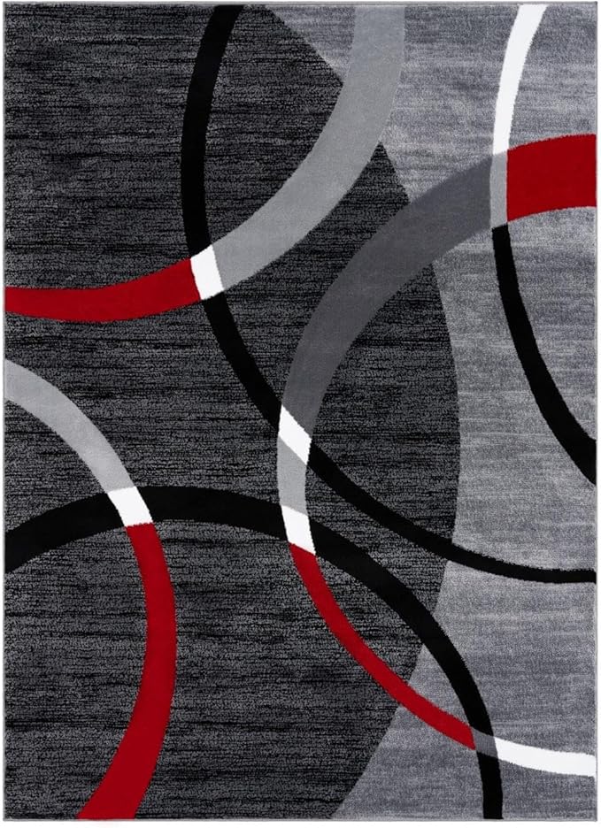 Persian-Rugs Luxe Weavers Victoria Collection 3895 Gray 7 ft x 10 ft Modern Abstract Geometric Stain Resistant Area Rug