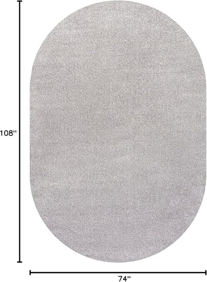Eyely UES100K-6OV Supersoft Haze Solid Low-Pile Indoor Area Rug, Coastal, Bohemian, Minimalist, Classic, Casual for Bedroom,Kitchen,Living Room,Non Shedding,Easy-Washing, Gray, 6 X 9 Oval