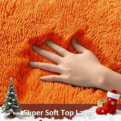 Ophanie Orange Rugs for Living Room Bedroom, 6x9 Fluffy Fuzzy Furry Carpet, Plush Soft Shaggy Bedside Indoor Floor Area Rug for Kids Girls Boys Baby Teen Dorm Nursery Home Decor Aesthetic