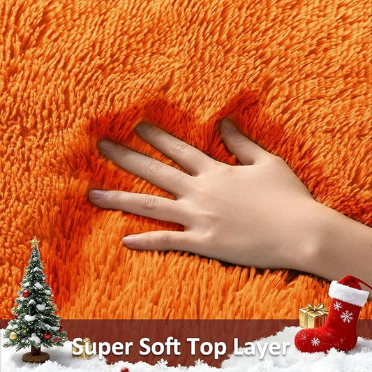 Ophanie Orange Rugs for Living Room Bedroom, 6x9 Fluffy Fuzzy Furry Carpet, Plush Soft Shaggy Bedside Indoor Floor Area Rug for Kids Girls Boys Baby Teen Dorm Nursery Home Decor Aesthetic