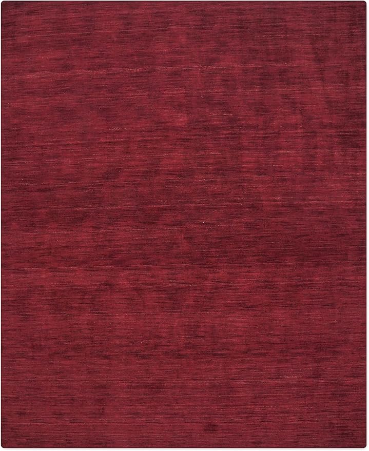 Hand Knotted Loom Wool ECO-Friendly Area Rugs - 6'x9', Rectangle, Dark Red Color, Solid Plain Design, High Pile Handmade Anti Skid Area Rugs for Living Room, Bed Room (L00111)