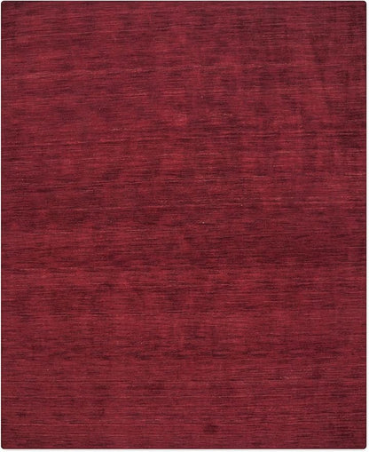 Hand Knotted Loom Wool ECO-Friendly Area Rugs - 10'x13', Rectangle, Dark Red Color, Solid Plain Design, High Pile Handmade Anti Skid Area Rugs for Living Room, Bed Room (L00111)