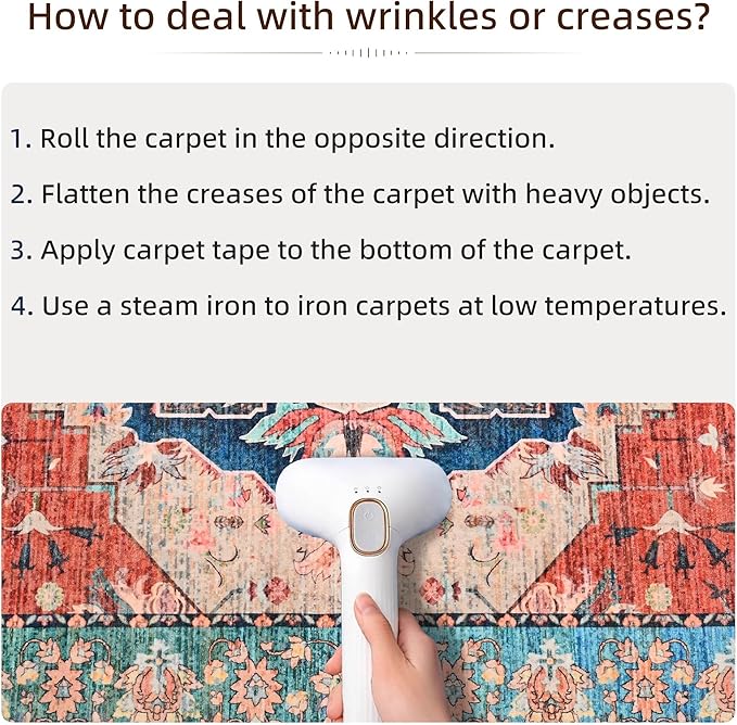 YJ.GWL Area Rugs for Living Room 6x9 Machine Washable Rugs, Non Slip Floral Vintage Rug Indoor Carpet, Stain Resistant Large Rug for Bedroom Dining Room, Red Blue Gradient Color