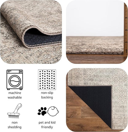 Keen Home Design 10x14 Rug - Machine Washable Area Rug with Non-Slip Backing, Ideal for Living Room, Dining Room, Bedroom - Vintage, Easy Clean, Durable, Low Pile Rug - (9'7" x 14')