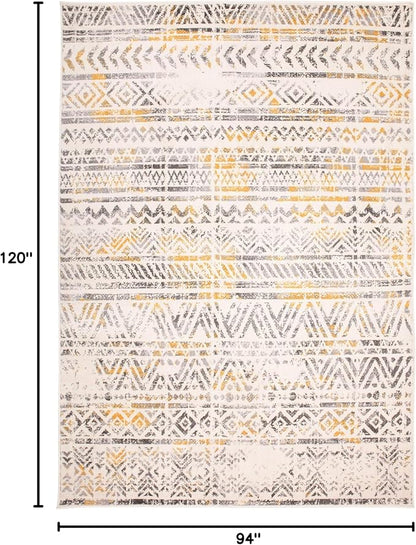 Rugshop Geometric Boho Area Rug – Warm Yellow Tribal Pattern, Perfect for Living Room, Bedroom, Dining Room, 5x7