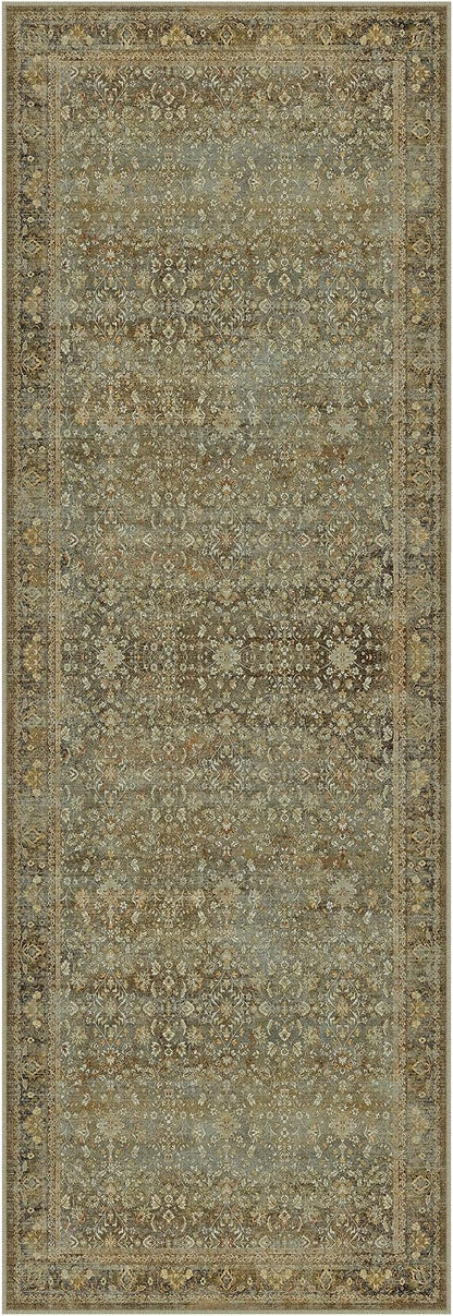 Runner Rug 2x6 Brown Hallway Washable Kitchen Vintage Carpet Non Slip Long Indoor Bedroom Retro Traditional Accent Throw Rug for Bathroom Office Entryway Laundry Dining