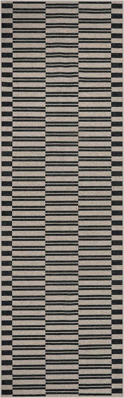 Lahome Striped Easy Jute Washable Runner Rug, Carpet Runners for Hallway 8ft Non Slip Kitchen Entryway Runner, Farmhouse Neutral Non Shedding Indoor Outdoor Carpet for Foyer Laundry Room