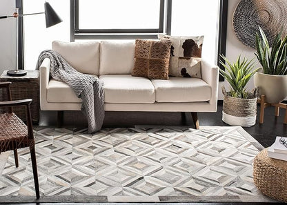 Premium Diamond Patterned Leather Area Rug - 2.5X8 ft - Silver- Luxury Non Slip Floor Accent for Dining Room, Living Room, Entryway, Elegant Collection Indoor Carpet