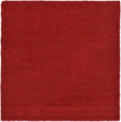 Unique Loom Solid Shag Collection Area Rug (8' Square, Cherry Red)
