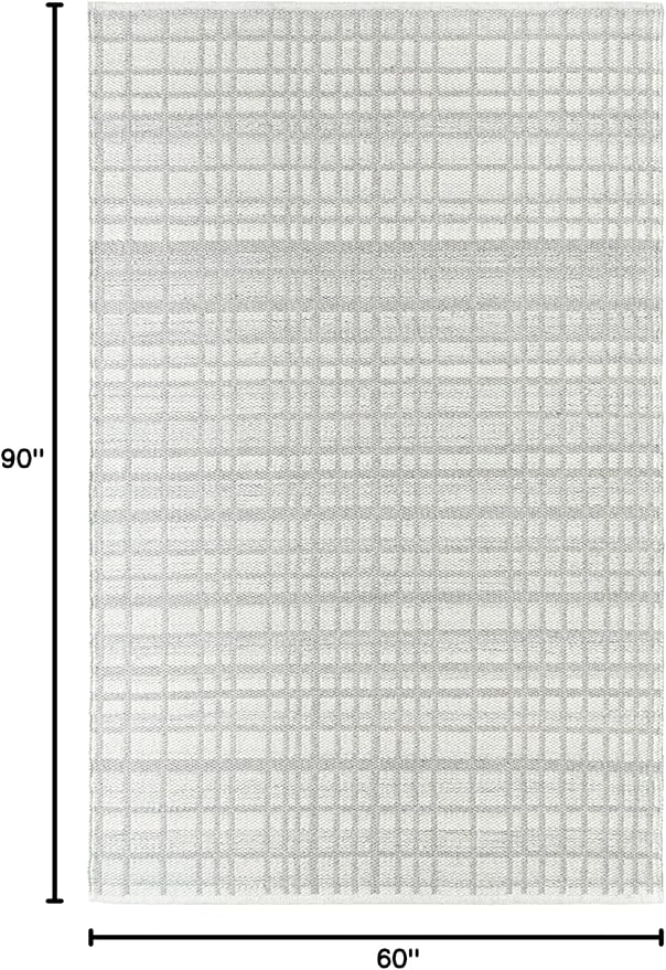 Mark&Day Wool Rugs, 5x8 Ishaq Solid and Border Light Grey Area Rug, Grey Ivory Carpet for Living Room, Bedroom or Kitchen (5' x 7'6")