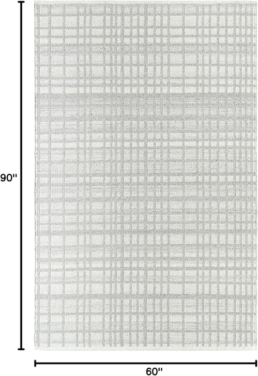 Mark&Day Wool Rugs, 5x8 Ishaq Solid and Border Light Grey Area Rug, Grey Ivory Carpet for Living Room, Bedroom or Kitchen (5' x 7'6")