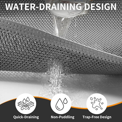Front Door Mat 36''x59'', Drainage Heavy Duty Dirt Trapping Non-Slip Doormats, Outdoor Rubber Floor Mats, Restaurant Commercial Kitchen Industral Pool Entrance Bar Wet Area, Grey