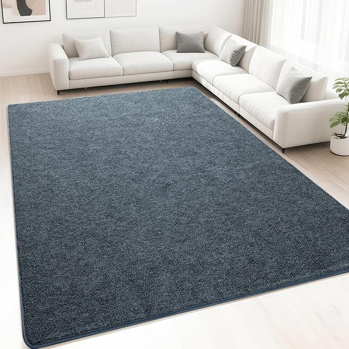 HQAYW 4x6 Area Rugs for Living Room Bedroom, Modern Thickened Memory Foam Soft Rug, Indoor Low Pile Minimalist Washable Non Slip Carpets for Kids Girls Boys Nursery Dorm Home Decor, Navy Blue