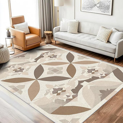 Geometric Rug, Washable 3x5 Rug for Living Room, Modern Abstract Patterned Indoor Carpet, Geometric Decor for Home, Bedroom, Soft Non Slip Thin Design FER84