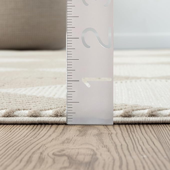 Abani Cream Area Rug for Living Room, Bedroom - Diamond Pattern - 5 x 8 - Durable & Easy to Clean