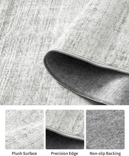 Art&Tuft Non-Slip Runner Rug - 2x10 Runner Rug Washable Low-Pile Rugs Runners, Soft Distressed Carpet Runner for Bedroom Bathroom Kitchen Laundry Living Room, Grey