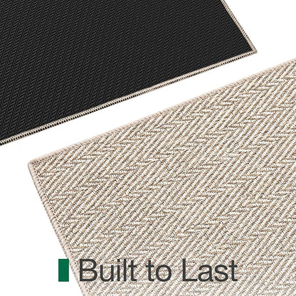 LUMI Ultra Thin Indoor Door Mat for Entrance 36"x56", Non Slip Entryway Mat, Low Profile Doormat, Unique Herringbone Design Carpet for Inside, Patio, Porch, Beige