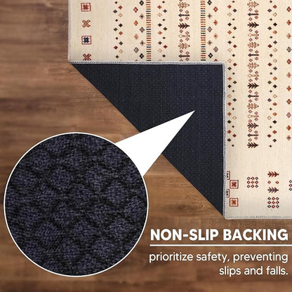 Keen Home Design 8x10 Rug - Machine Washable Area Rug with Non-Slip Backing, Ideal for Living Room, Dining Room, Bedroom - Vintage, Easy Clean, Durable, Low Pile - (8' x 10')
