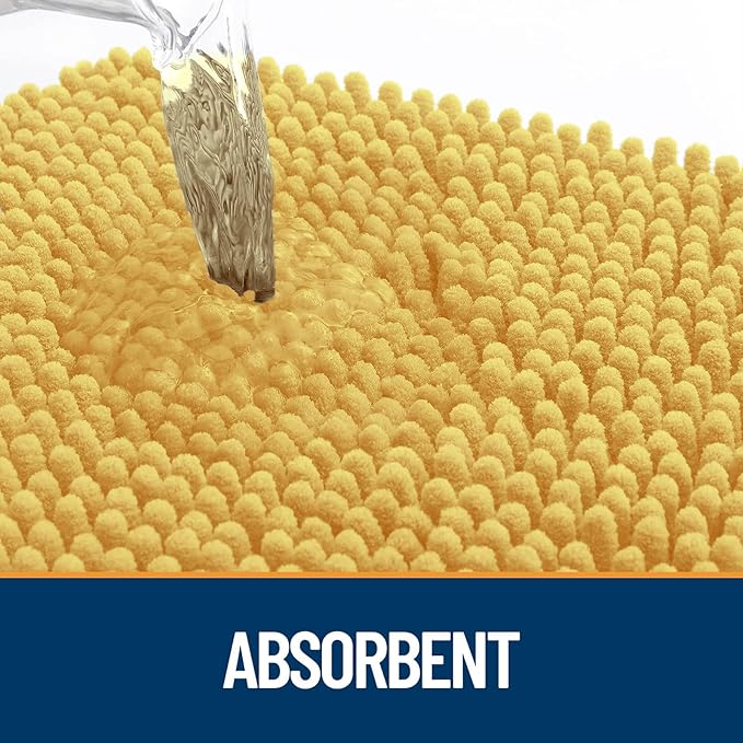 OLANLY Dog Door Mat for Muddy Paws 70x24, Absorbs Moisture and Dirt, Absorbent Non-Slip Washable Doormat, Quick Dry Chenille Mud Mat for Dogs, Entry Indoor Entryway Carpet for Inside Floor, Yellow