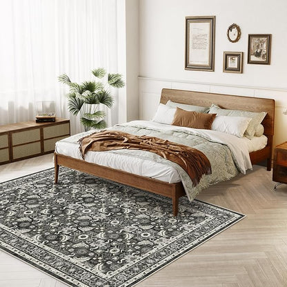 WITSHOCK Living Room Area Rugs 5x7: Soft Non-Slip Backing Washable Rugs Vintage Large Carpet for Bedroom Office Dining Room Kitchen Stain Resistant Home Decor Rug