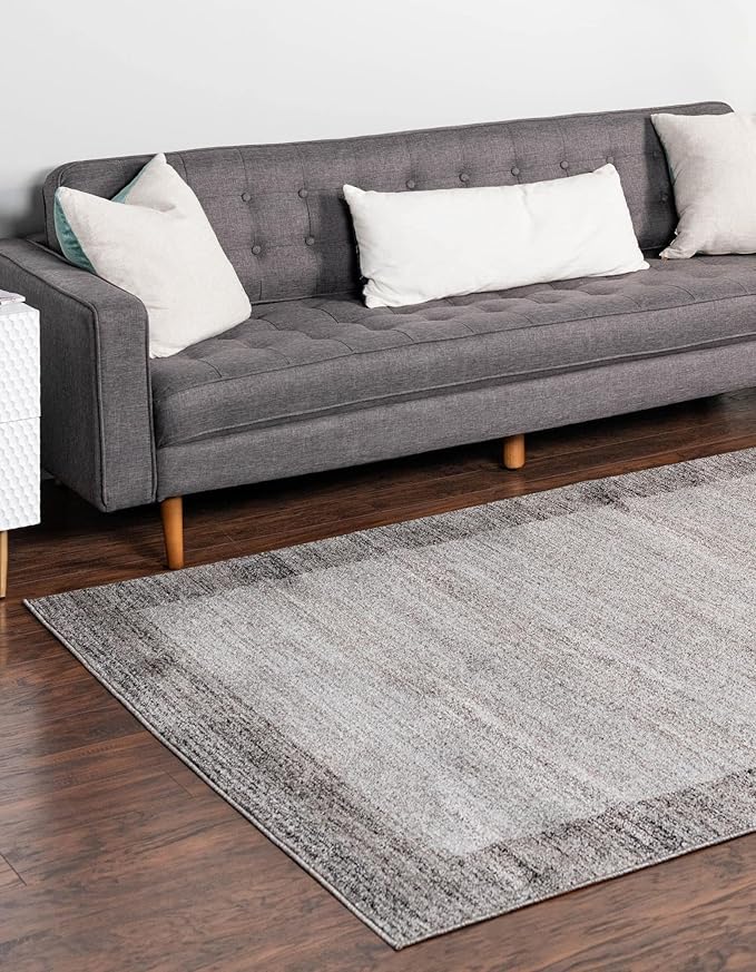 Rugs.com Angelica Collection Rug – 7' x 10' Light Gray Medium Rug Perfect for Bedrooms, Dining Rooms, Living Rooms