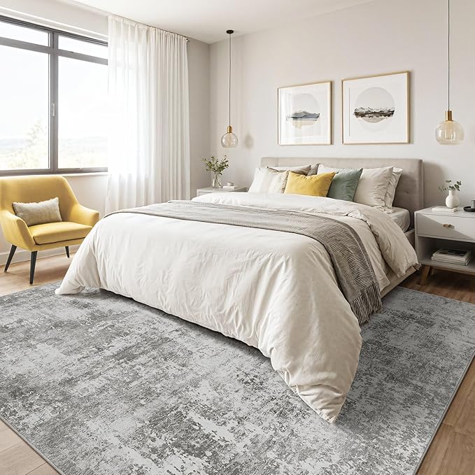 8x10 Area Rugs Living Room: Washable Large Abstract Neutral Modern Soft Rugs Stain Resistant Indoor Floor Non-Slip Accent Carpet for Bedroom Nursery Playroom Office Dining Room Home Decor- Greige