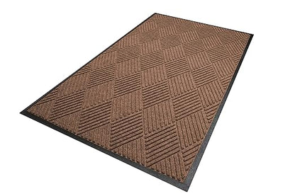 WaterHog Diamond | Commercial-Grade Entrance Mat with Rubber Border – Indoor/Outdoor, Quick Drying, Stain Resistant Door Mat (Medium Brown, 2' x 3')