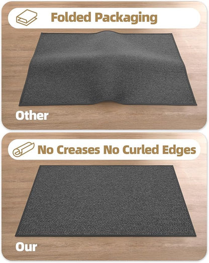 Color&Geometry Thin Indoor Entrance Mats for Home, 17"X29.5" Indoor Mats for Entryway Non Slip Rubber Backed, Dirt Trapper Door Rugs for Entryway Indoor Washable, Charcoal Grey (Rolled-up NO Creases)