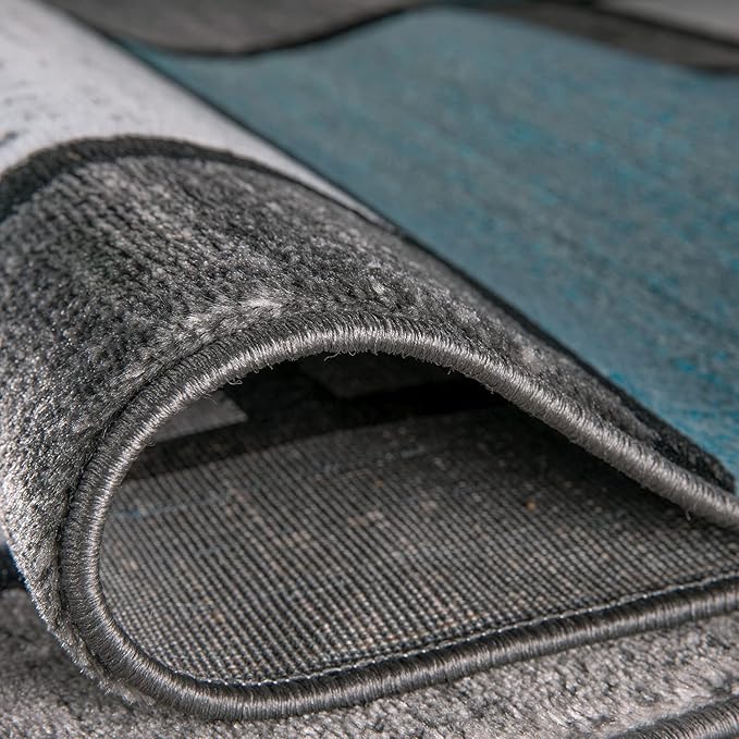 Rugshop Contemporary Modern Boxes for Home Office,Living Room,Bedroom,Kitchen Non Shedding Area Rug 10' X 14' Blue/Gray