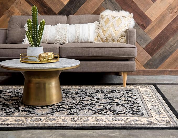 Unique Loom Sialk Hill Collection Area Rug - Washington (2' 2" x 3' 1" Rectangle Black/Gray)