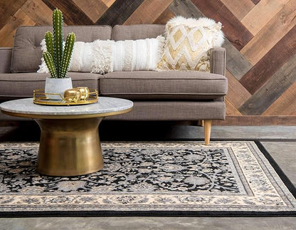 Unique Loom Sialk Hill Collection Area Rug - Washington (2' 2" x 3' 1" Rectangle Black/Gray)