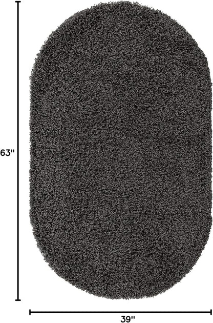 Unique Loom Solid Shag Collection Area Rug (3' 3" x 5' 3" Oval, Graphite Gray)