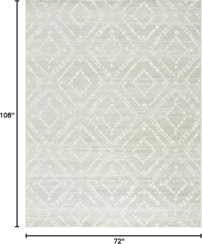 SAFAVIEH Adirondack Collection Area Rug - 6' x 9', Green & Ivory, Modern Diamond Distressed Design, Non-Shedding & Easy Care, Ideal for High Traffic Areas in Living Room, Bedroom (ADR131Y)