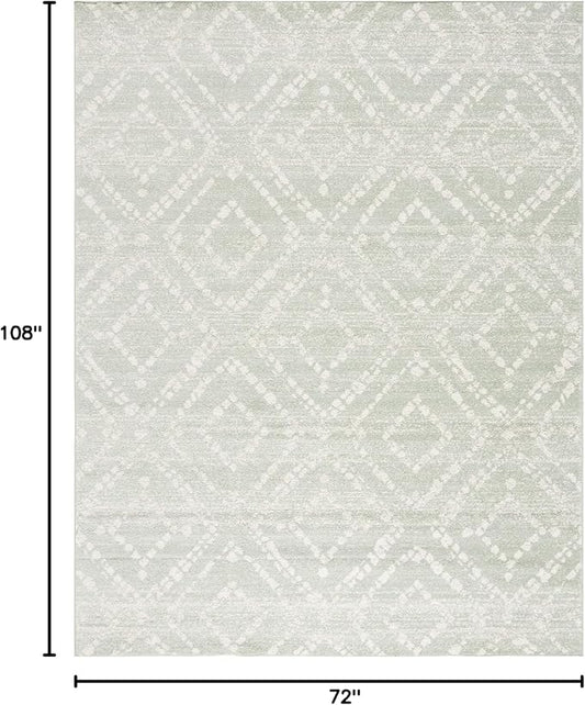 SAFAVIEH Adirondack Collection Area Rug - 6' x 9', Green & Ivory, Modern Diamond Distressed Design, Non-Shedding & Easy Care, Ideal for High Traffic Areas in Living Room, Bedroom (ADR131Y)