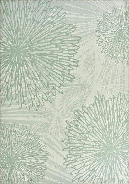 WITSHOCK 6x9 Washable Rug for Living Room,Modern Floral Distress Print Pattern Area Rugs,Stain Resistant with Non Slip Backing Carpet for Dining Room,Bedroom & Home Decor,Green/Light Green