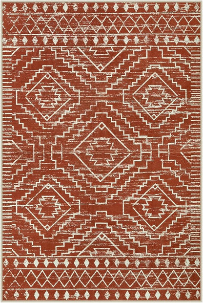 Wonnitar Moroccan 6x9 Area Rugs, Washable Brown Rugs for Living Room, Large Soft Bedroom Throw Rug, Non-Slip Stain Resistant Thin Boho Floor Carpet for Dining Room Home Office Decor (Brown,6'x9')