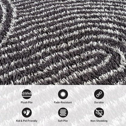 Rugshop Circles Arch Shag Runner Rug Anthracite Dark Gray 2' 3" x 8' Perfect for Hallways, Kitchens, or Behind The Sofa