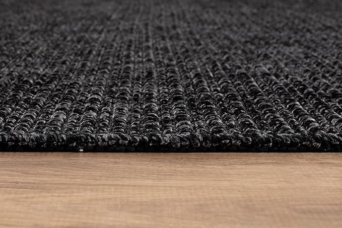 Beverly Rug Easy Jute Large Rug 9x12 Solid Washable Durable Outdoor Indoor Area Rugs for Living Dining Room Patio Office Stain Resistant Non Shedding Indoor Outside Carpet (9 x 12 Dark Gray)