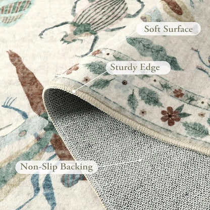 Lahome Insect Entryway Rug, 2X3 Soft Washable Kitchen Rug Non-Slip, Ultra-Thin Door Mat Indoor Entrance Stain Resistant Small Throw Carpet for Bathroom Bedroom(2x3ft,Beige)